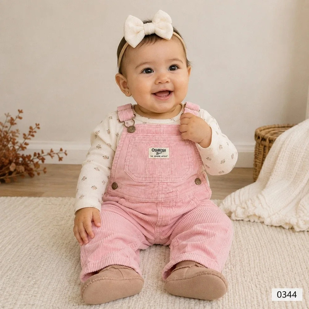 OshKosh Bgosh Pink Corduroy Overalls Baby Girl 9M New 0344